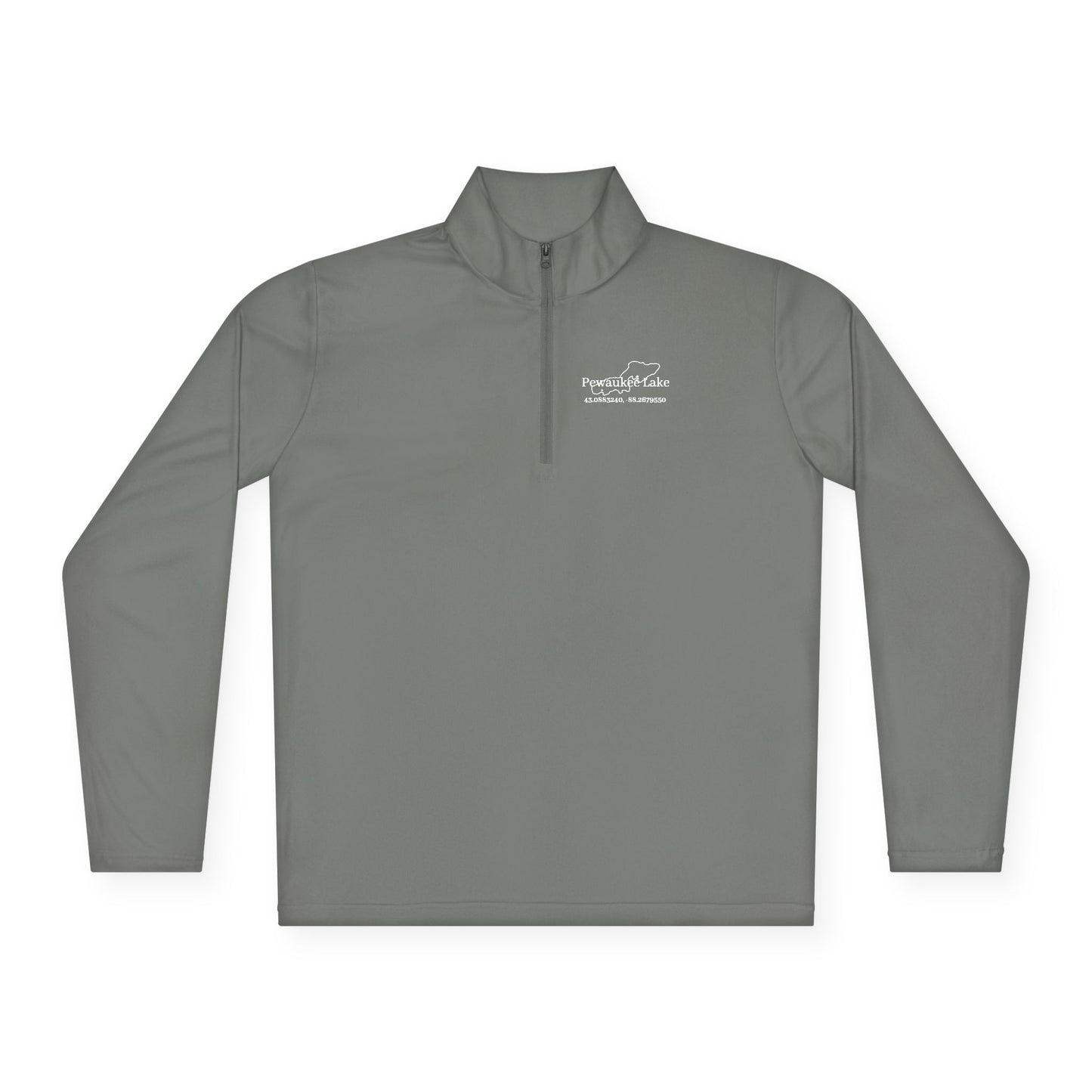 Pewaukee lake Name and CoordsUnisex Quarter-Zip Pullover