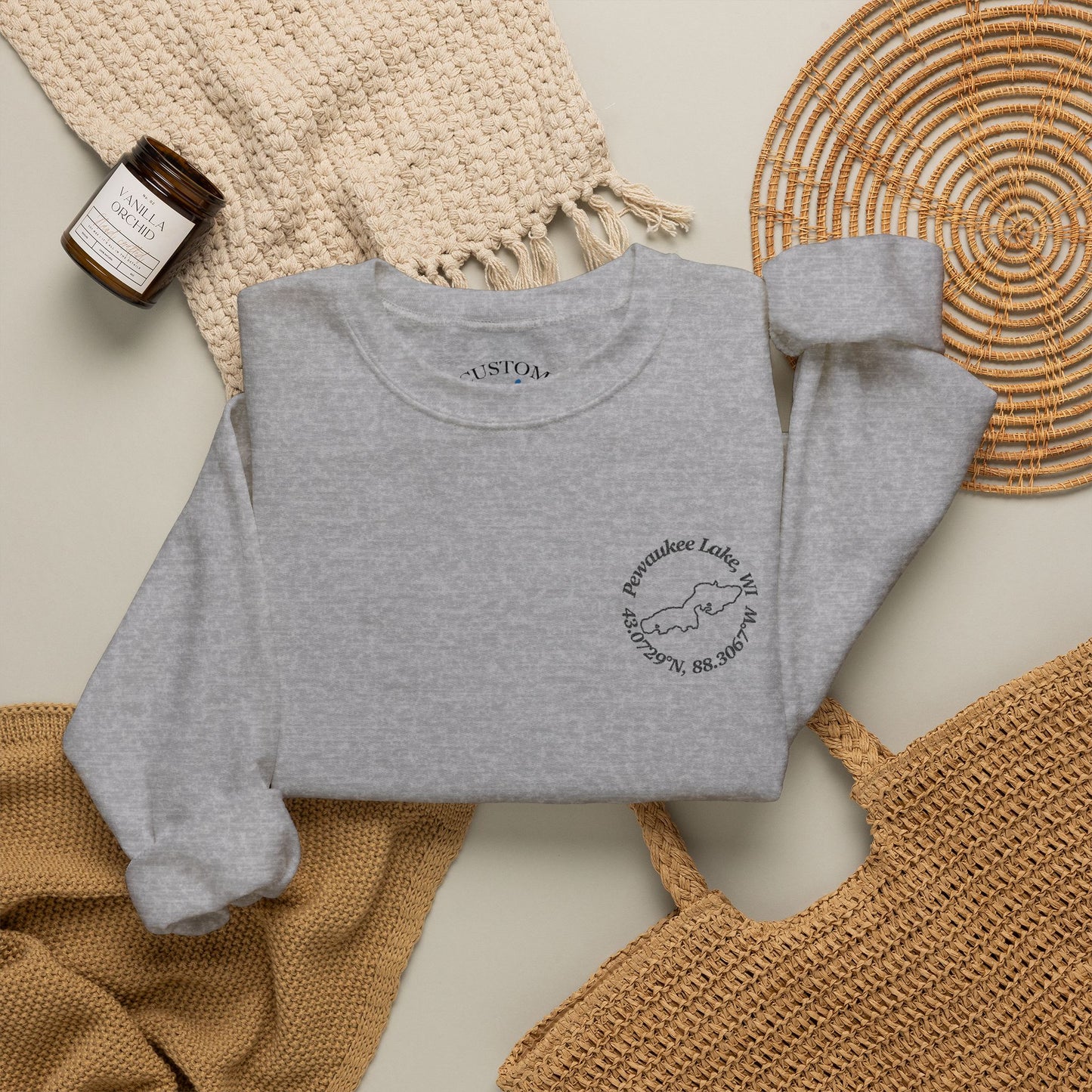 Pewaukee Lake Embroidered Crewneck Sweatshirt - Gildan