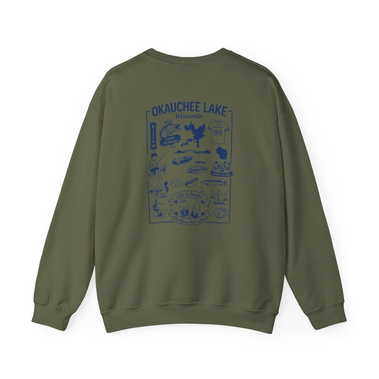 Okauchee Lake "Icons Style" - Gildan Crewneck Sweatshirt