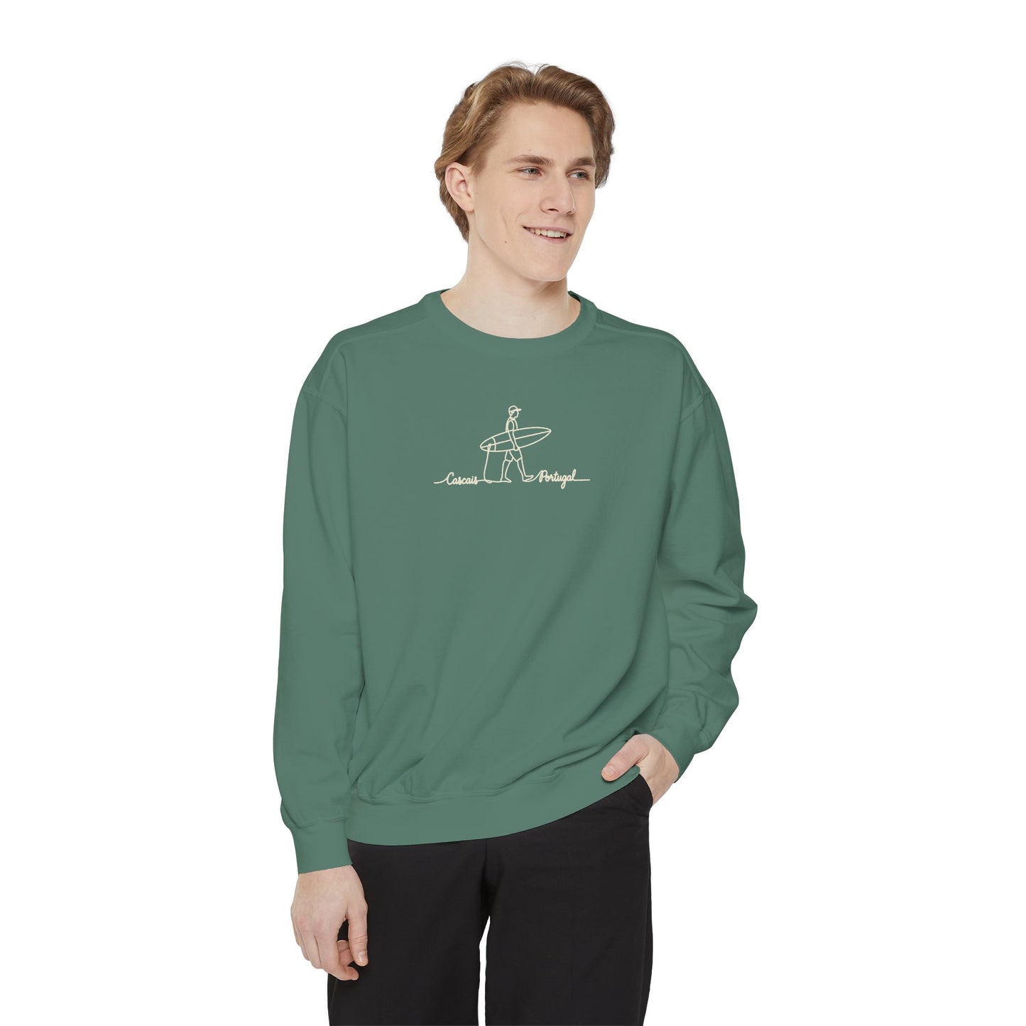 Surfing One Line Design Crewneck Sweatshirt - Comfort Colors