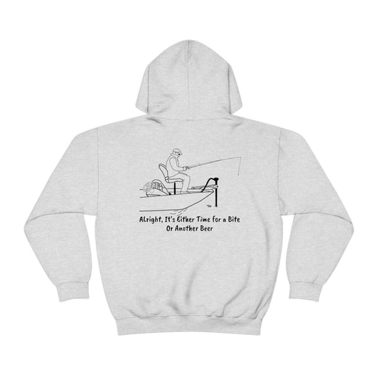 Trolling Motor Fishing, Bite or Beer - Okauchee Lake Unisex Heavy Blend Hooded Sweatshirt