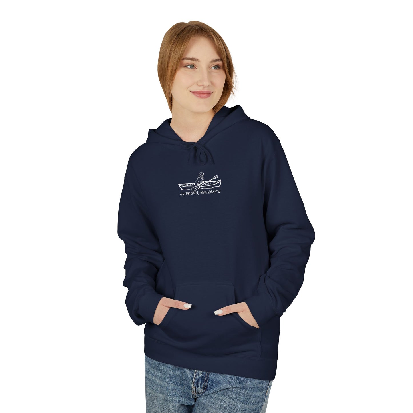 Bite or Beer Fishing, Golden retriever Kayak Dog Midweight Travel Hoodie - Softstyle Gildan
