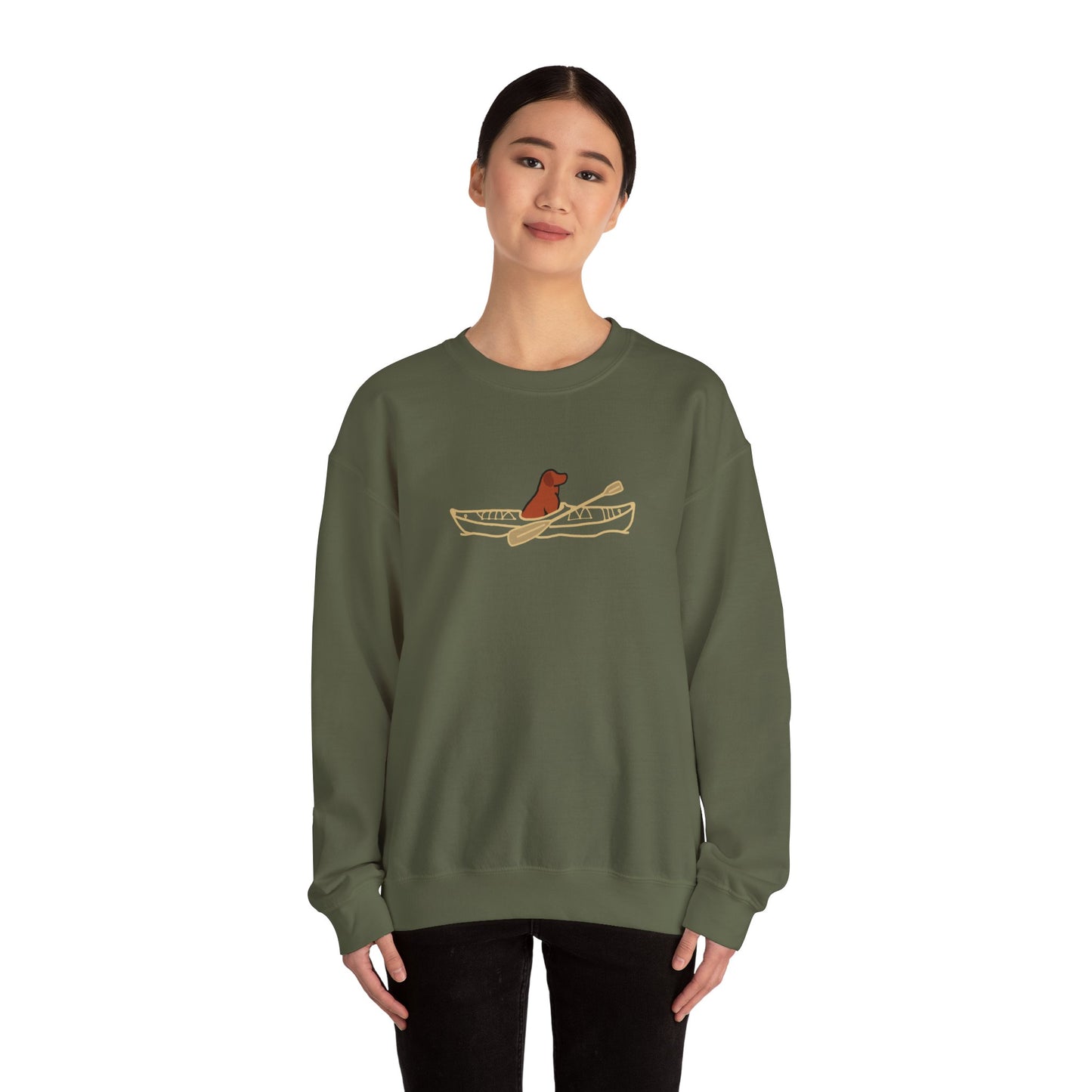 Lucy Lab Kayak Dog No back Final- Unisex Heavy Blend™ Crewneck Sweatshirt