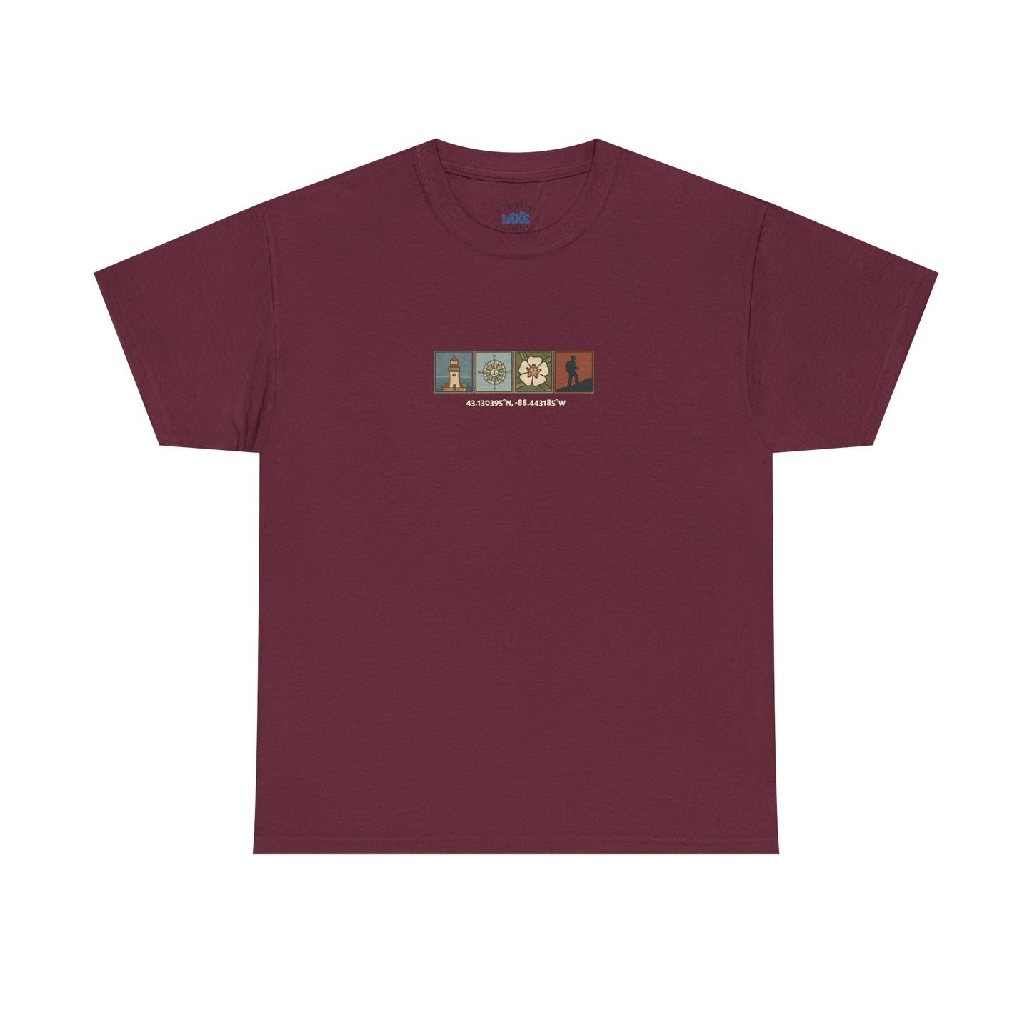 Cabo do Roca with coordinates - 4 panel front - Unisex Heavy Cotton Tee