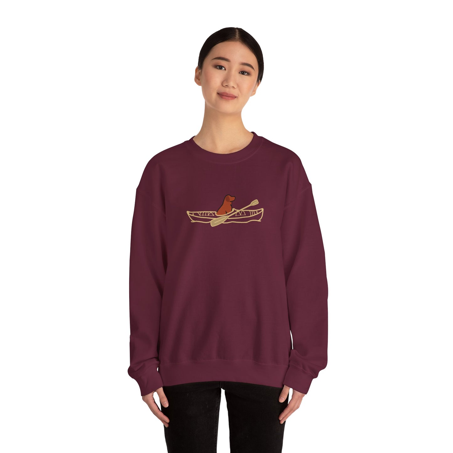 Lucy Lab Kayak Dog No back Final- Unisex Heavy Blend™ Crewneck Sweatshirt