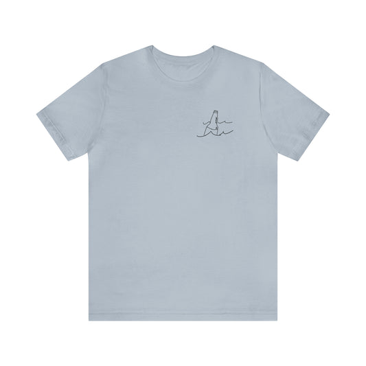 Okauchee Lake, Bottle Patch & Surfing sketch - Unisex Lightweight Short Sleeve Tee
