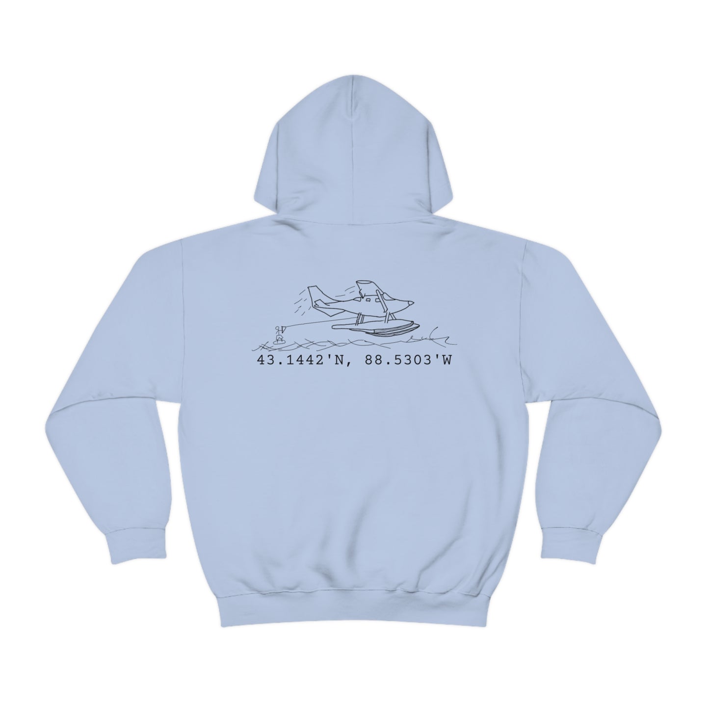 Lac LaBelle, Wakeboard Float Plane - Unisex Heavy Blend Hooded Sweatshirt