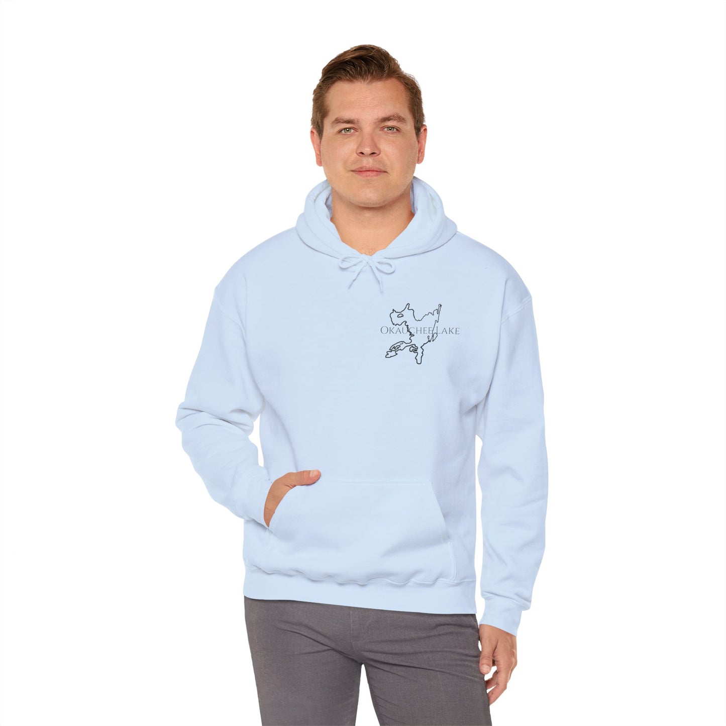 Trolling Motor Fishing, Bite or Beer - Okauchee Lake Unisex Heavy Blend Hooded Sweatshirt
