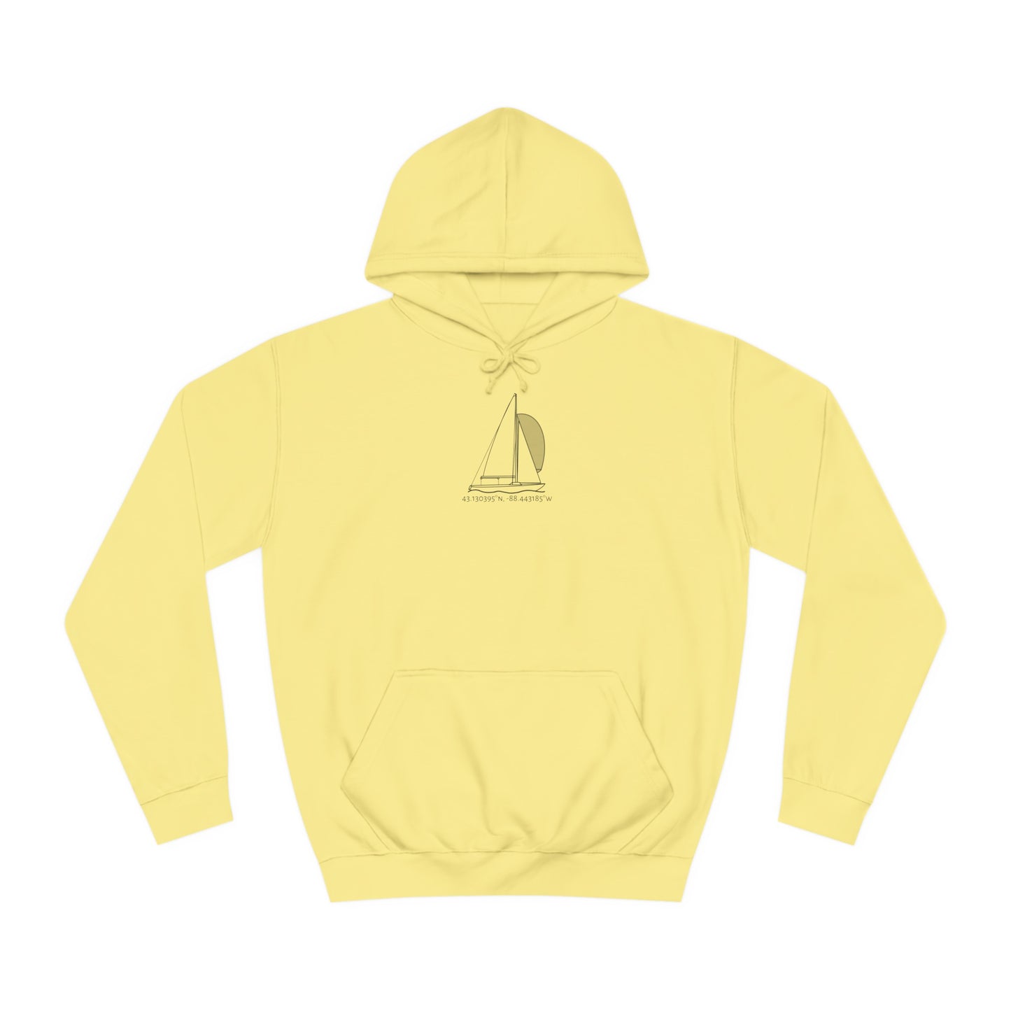 Sailboat Yngling model Okauchee Lake Coordinates - Medium Weight Hoodie