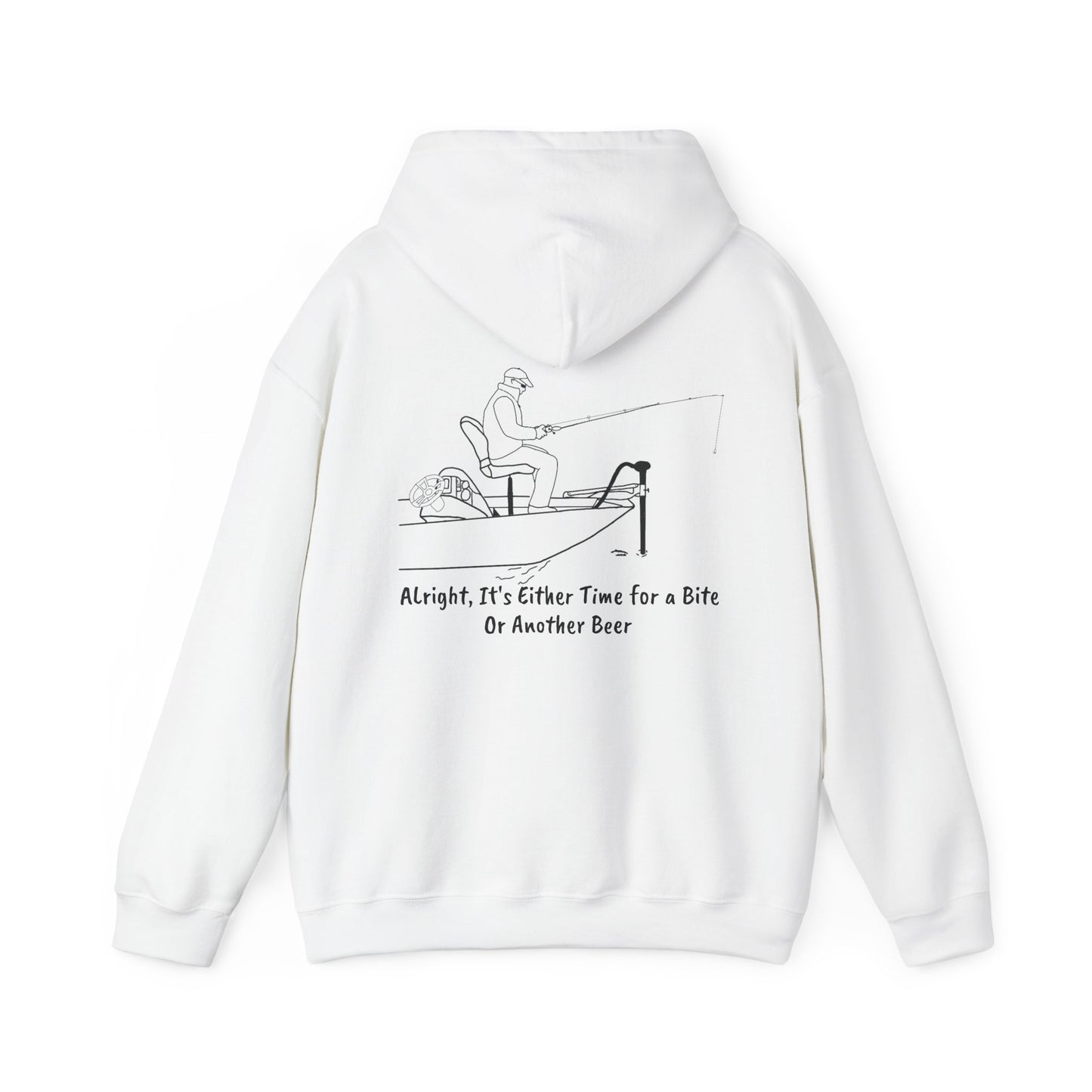 Trolling Motor Fishing, Bite or Beer - Okauchee Lake Unisex Heavy Blend Hooded Sweatshirt