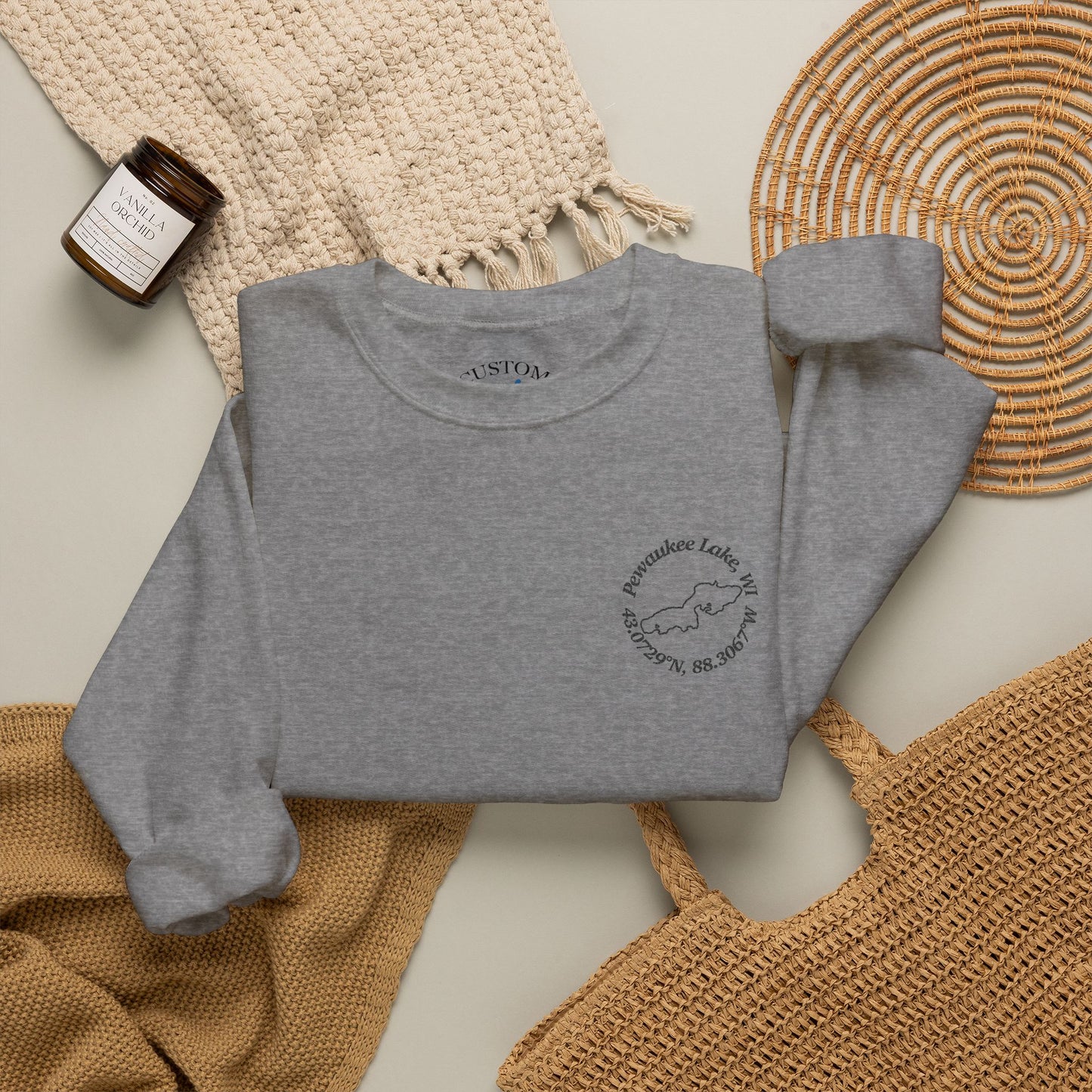 Pewaukee Lake Embroidered Crewneck Sweatshirt - Gildan