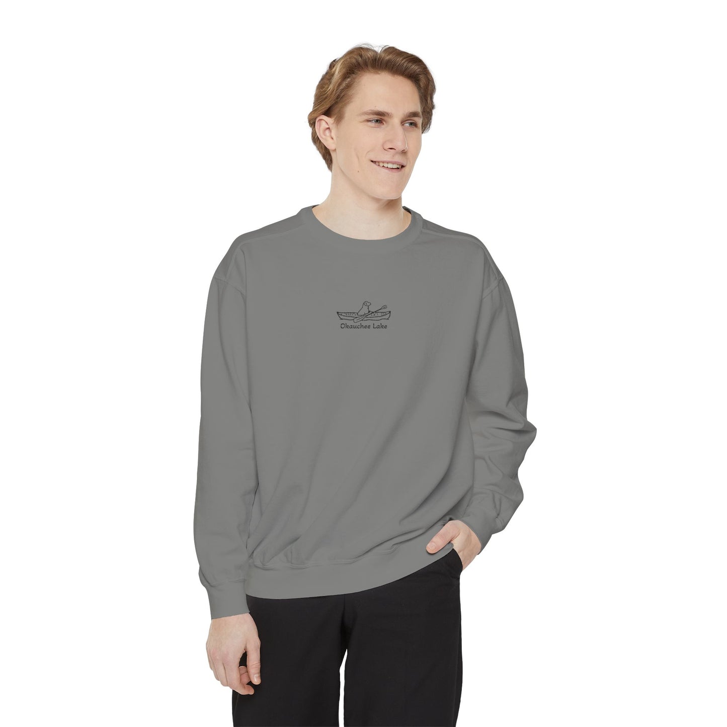 Kayak Dog Lab Embroidered Crewneck Sweatshirt - Comfort Colors