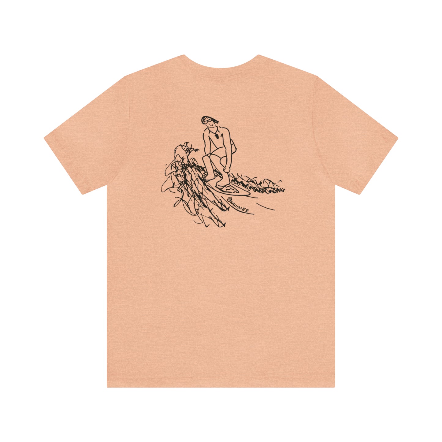 Okauchee Lake, Surfing Sketch - Unisex Lightweight Short Sleeve Tee