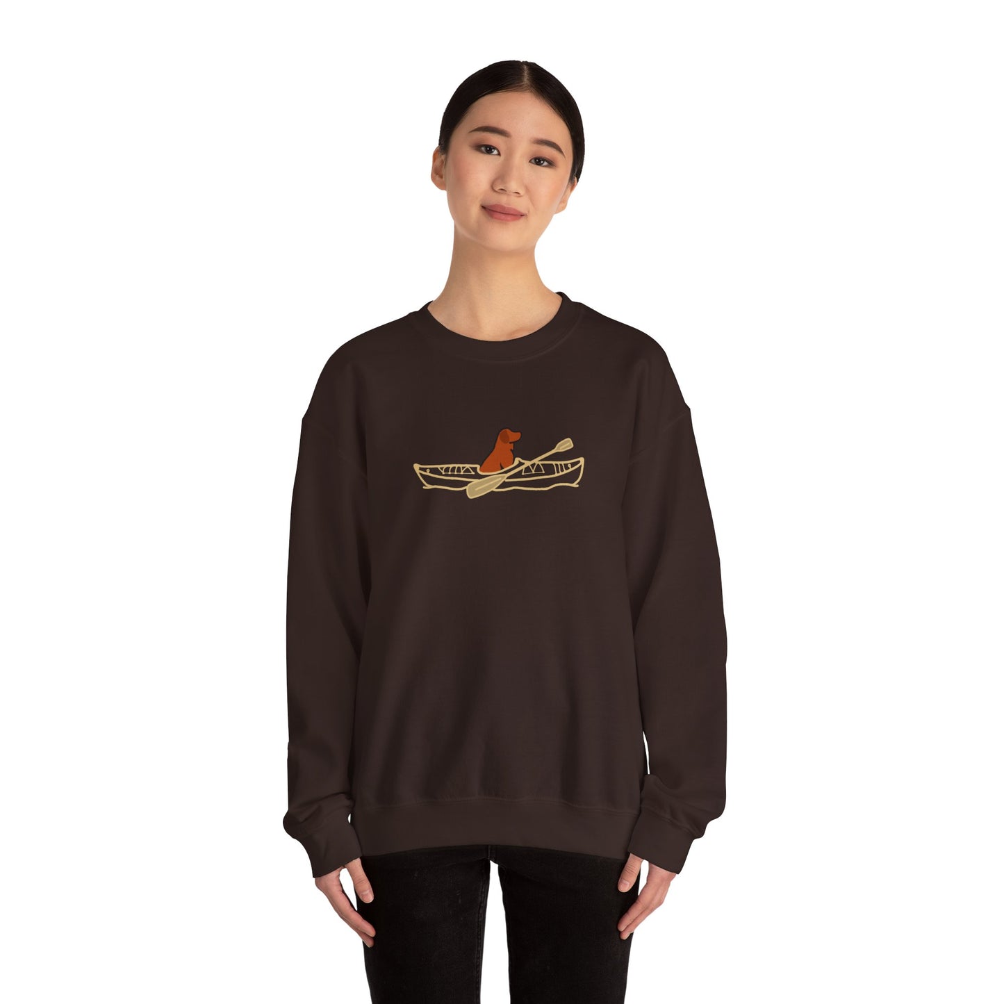 'Lucy the Lab' Kayak Dog Unisex Heavy Blend Crewneck Sweatshirt - Pewaukee Lake