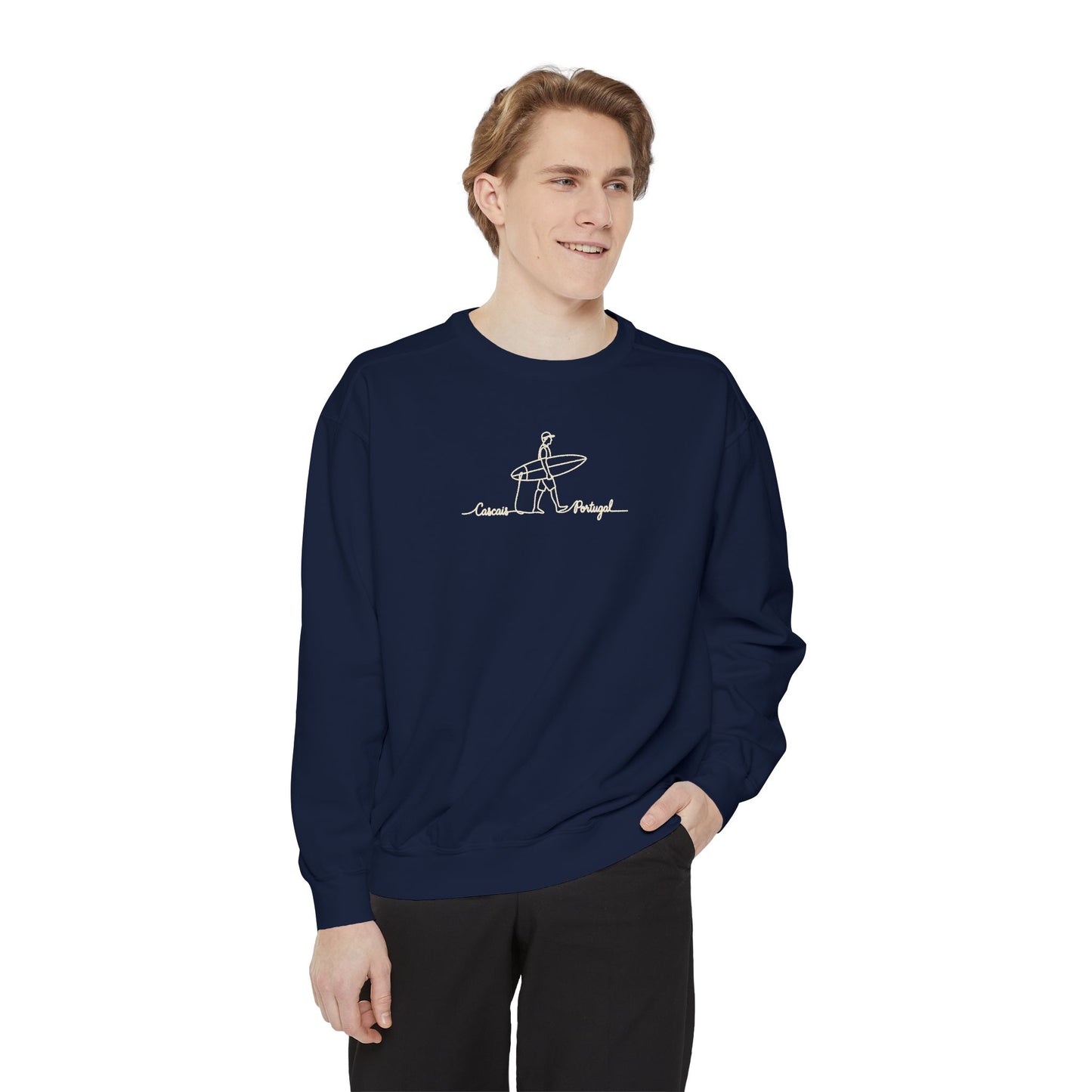 Surfing One Line Design Crewneck Sweatshirt - Comfort Colors