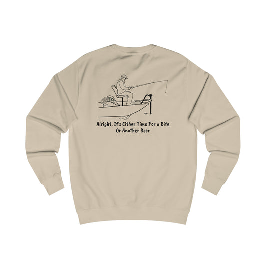 Trolling motor Fishing, Bite or Beer - Lac LaBelle Men's Crewneck