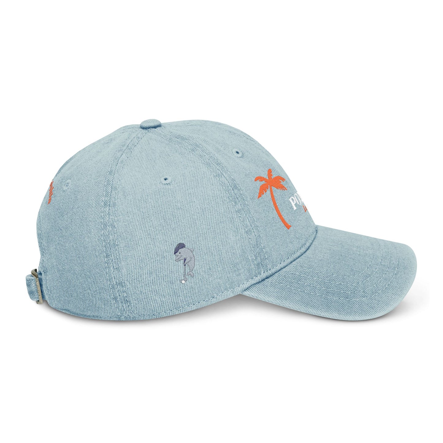 Tropical Embroidered Denim Hat, Vacation Accessory, Summer Style, Beachwear, Gift for Travelers, Casual Fashion