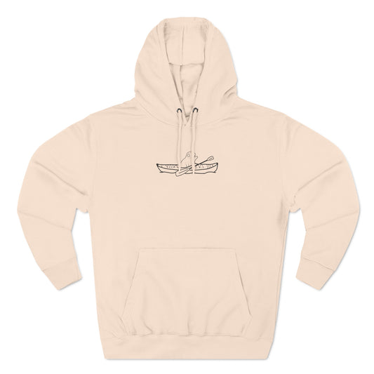 Kayak Dog - English Bulldog, Three-Panel Fleece Hoodie Unisex (LS)