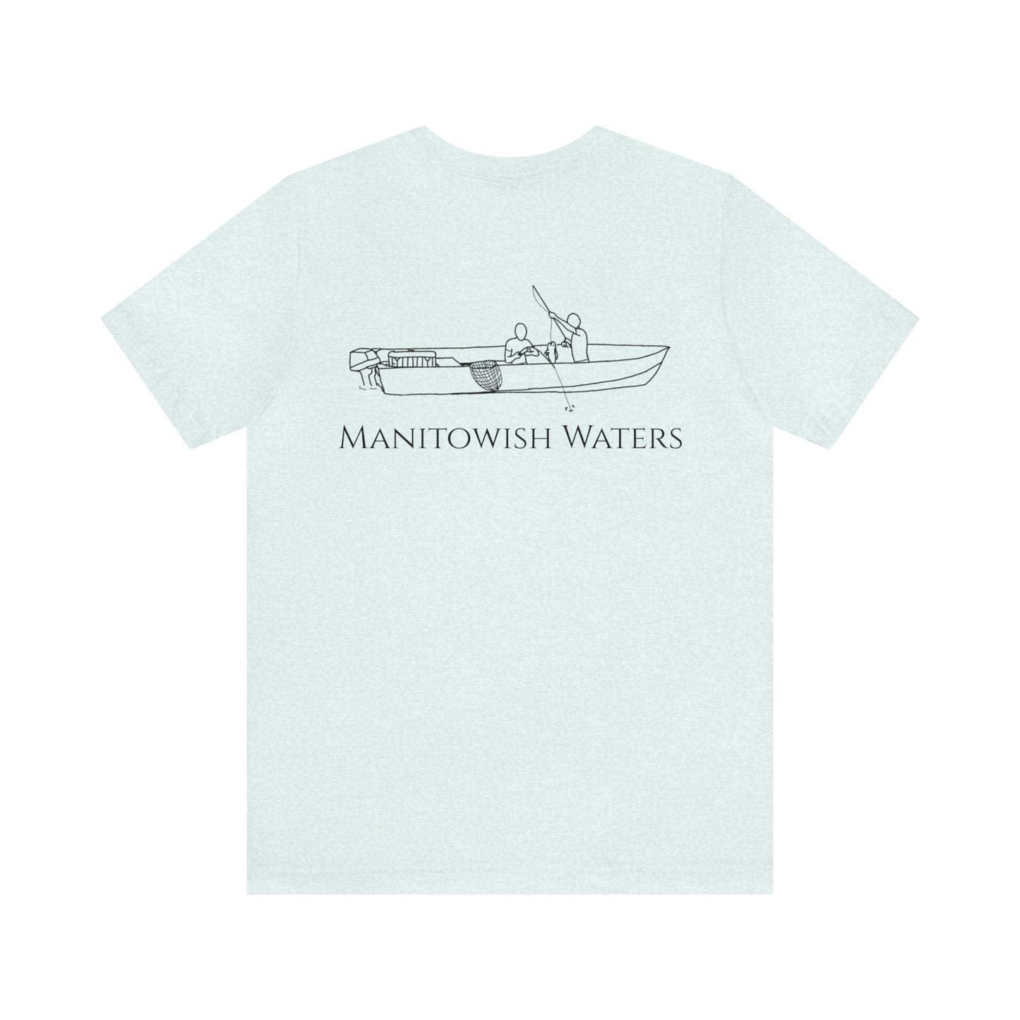 Boys Fishing off Boat - Manitowish Waters Unisex Lightweight Short Sleeve Tee