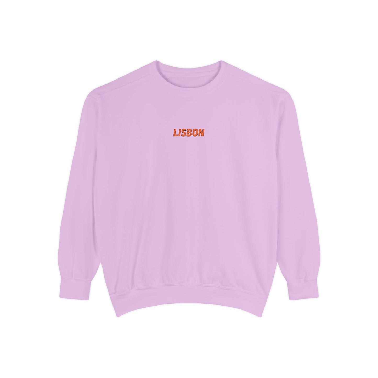 Lisbon Basic Text Unisex Embroidered Crewneck Sweatshirt - Comfort Colors