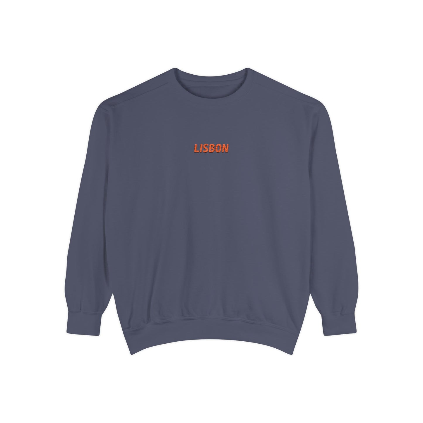 Lisbon Basic Text Unisex Embroidered Crewneck Sweatshirt - Comfort Colors