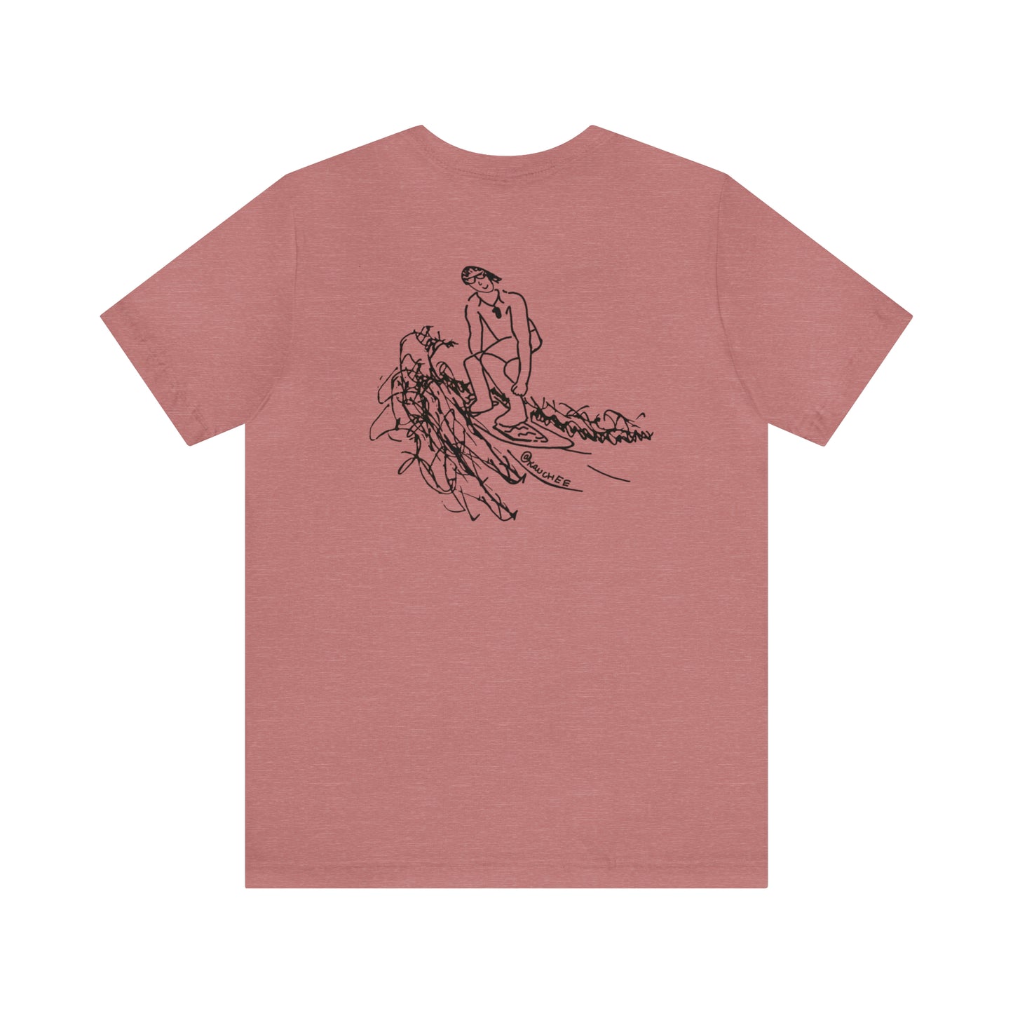 Okauchee Lake, Surfing Sketch - Unisex Lightweight Short Sleeve Tee