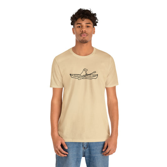 Okauchee Lake, Kayak Dog - Unisex Lightweight Short Sleeve Tee