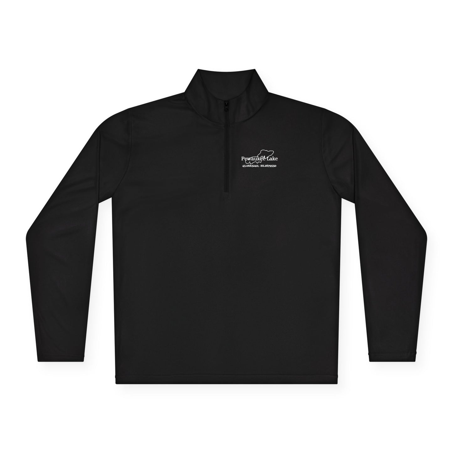 Pewaukee lake Name and CoordsUnisex Quarter-Zip Pullover