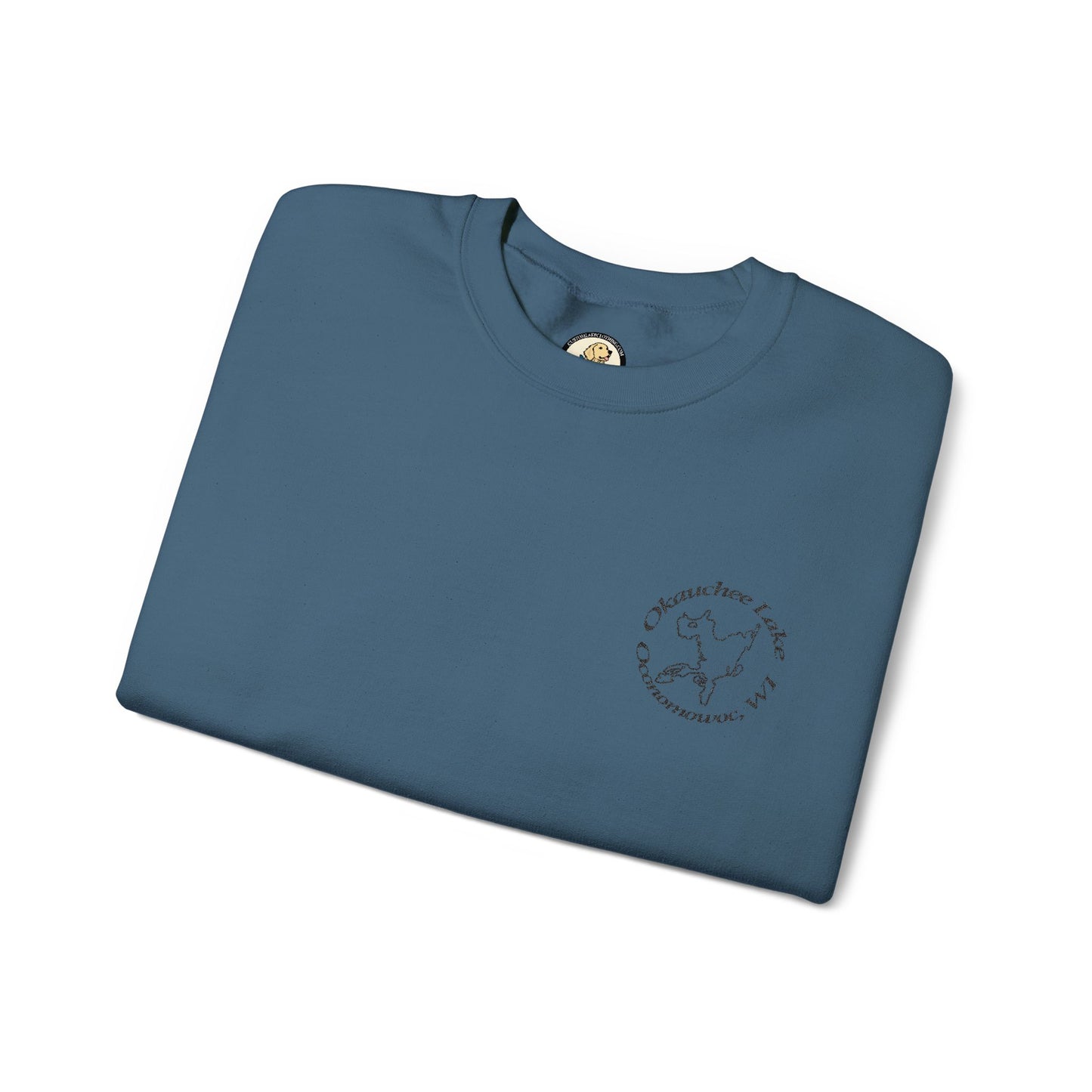 Okauchee Lake Embroidered Circle Text Oconomowoc WIUnisex Heavy Blend™ Crewneck Sweatshirt