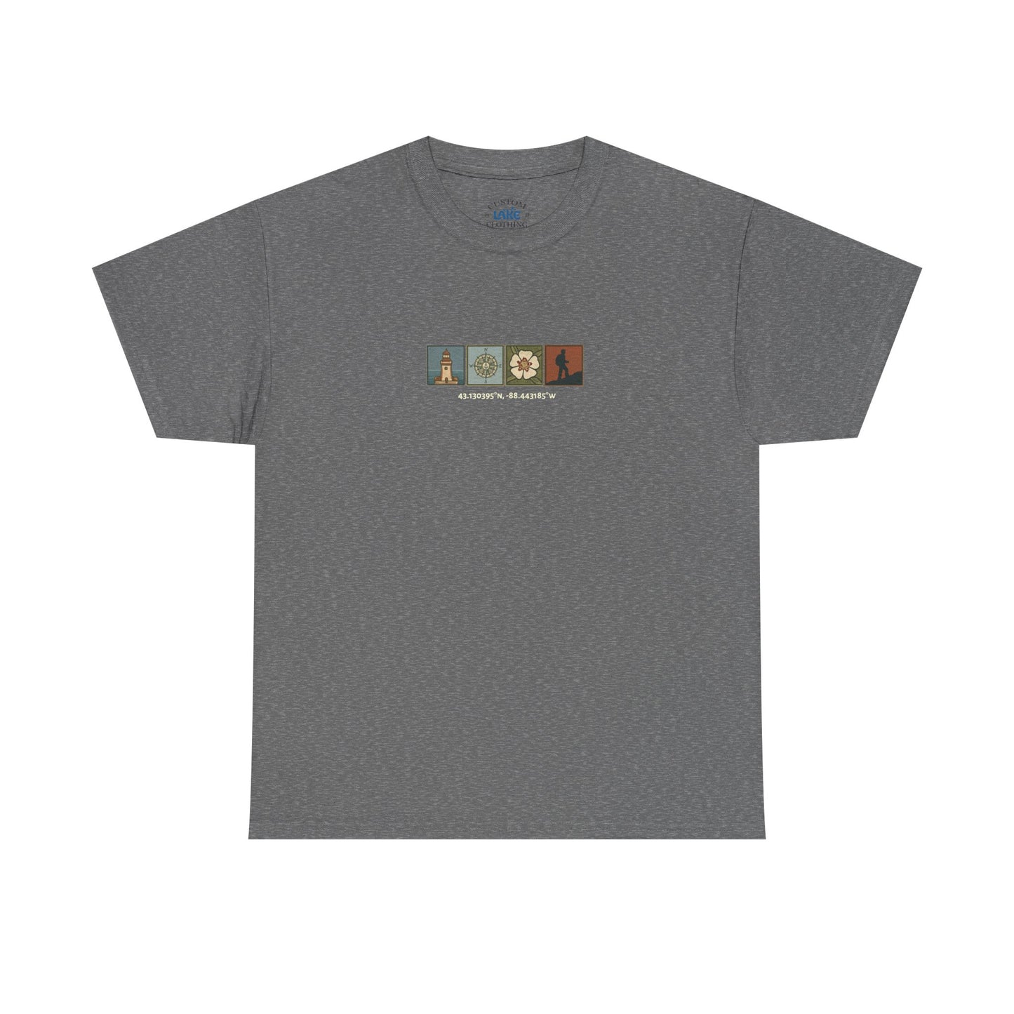 Cabo do Roca with coordinates - 4 panel front - Unisex Heavy Cotton Tee