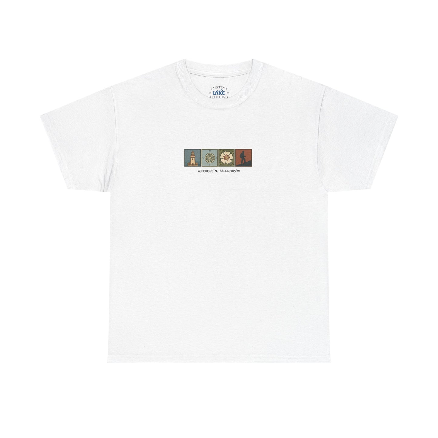 Cabo do Roca with coordinates - 4 panel front - Unisex Heavy Cotton Tee