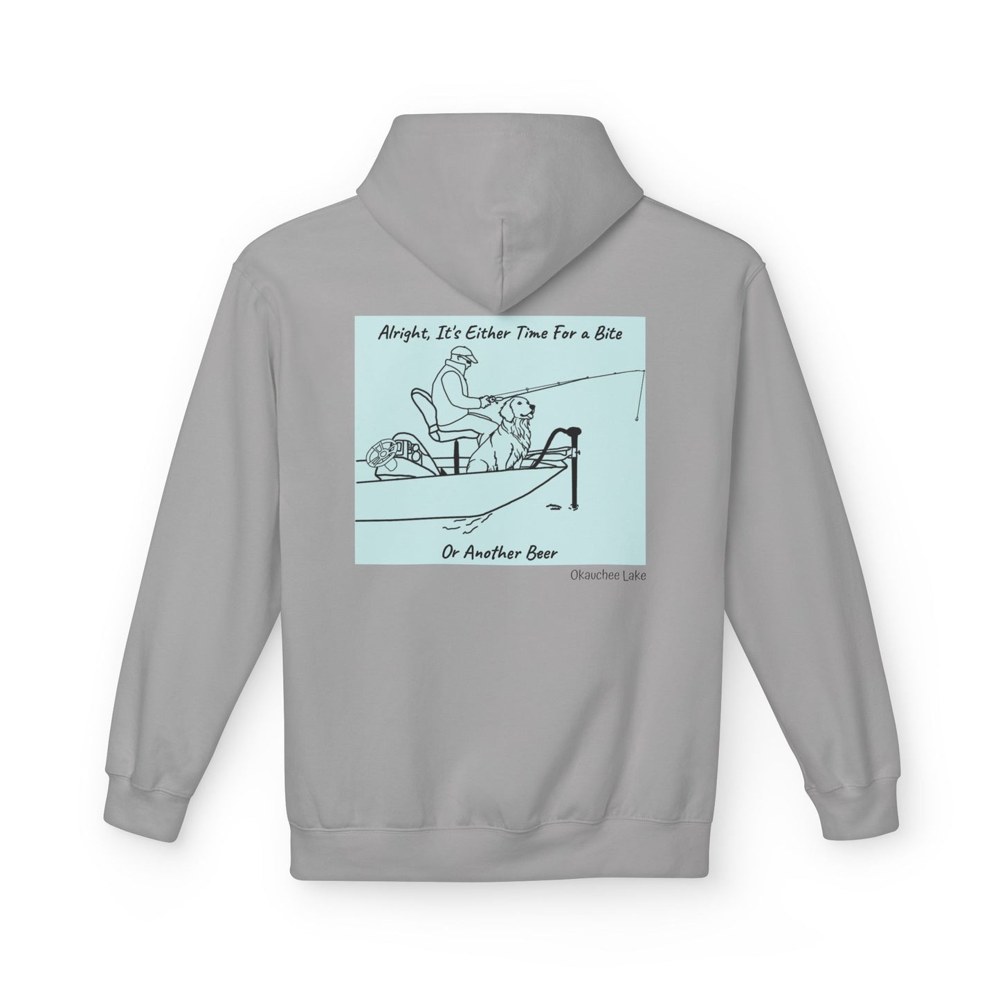 Bite or Beer Fishing, Golden retriever Kayak Dog Midweight Travel Hoodie - Softstyle Gildan