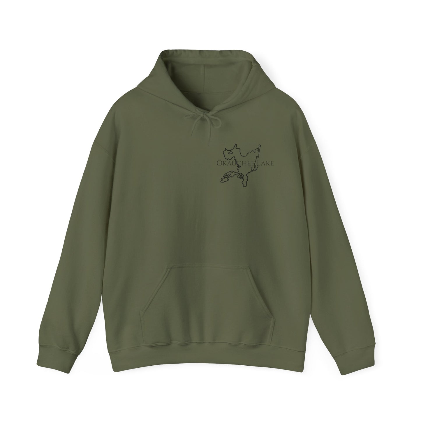 Trolling Motor Fishing, Bite or Beer - Okauchee Lake Unisex Heavy Blend Hooded Sweatshirt