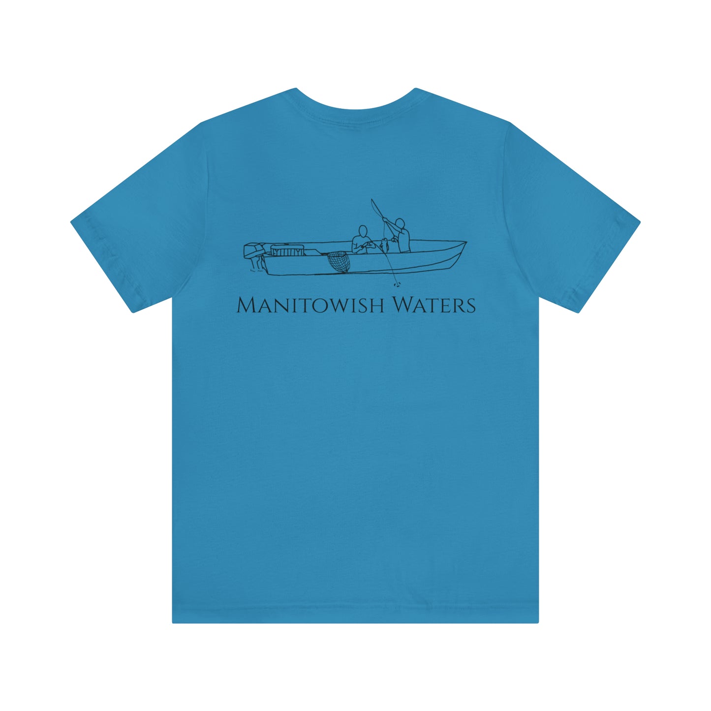 Boys Fishing off Boat - Manitowish Waters Unisex Lightweight Short Sleeve Tee