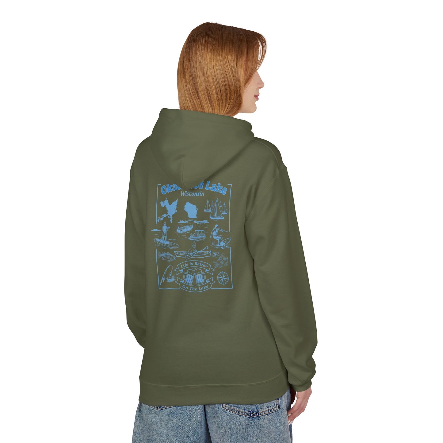 Okauchee Lake Midweight Travel Hoodie -  BD Style #1 (Icons)