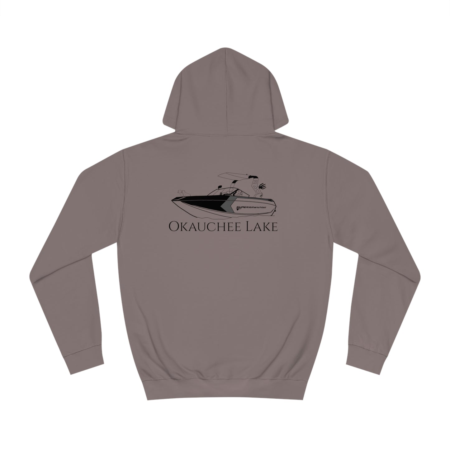 G21 Boat With Dogs Back - Okauchee Lake Unisex Hoodie Medium Weight