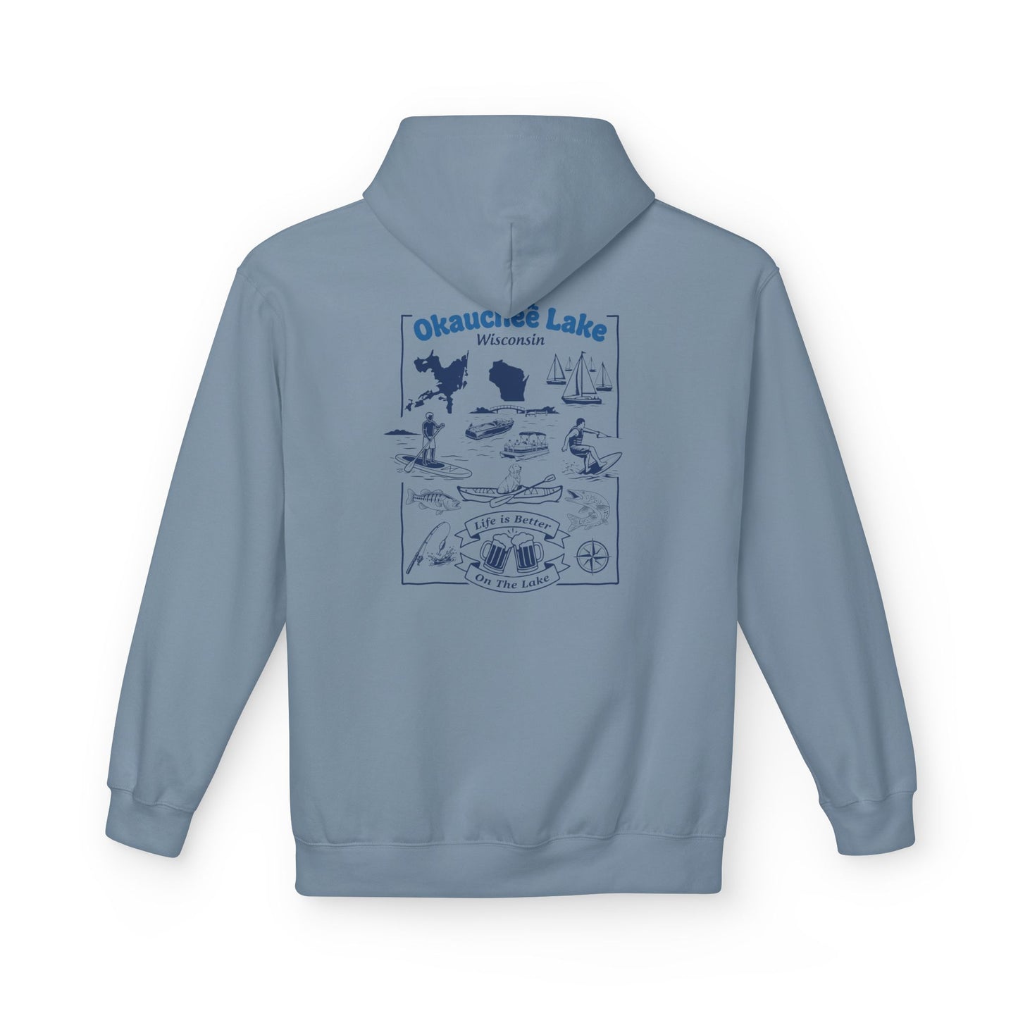 Okauchee Lake Midweight Travel Hoodie -  BD Style #1 (Icons)