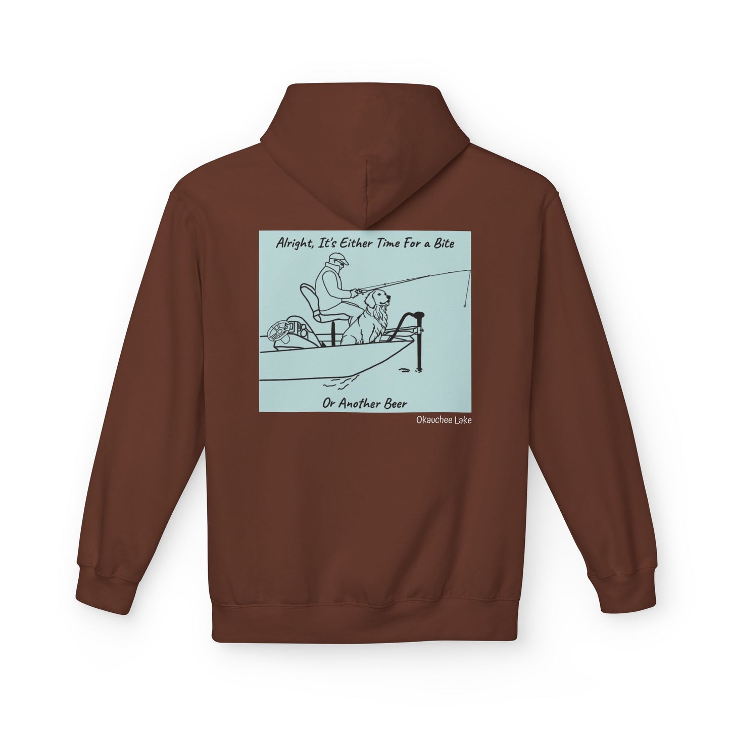 Bite or Beer Fishing, Golden retriever Kayak Dog Midweight Travel Hoodie - Softstyle Gildan