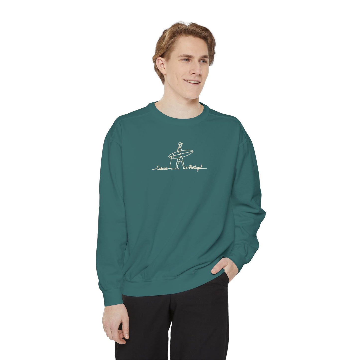 Surfing One Line Design Crewneck Sweatshirt - Comfort Colors