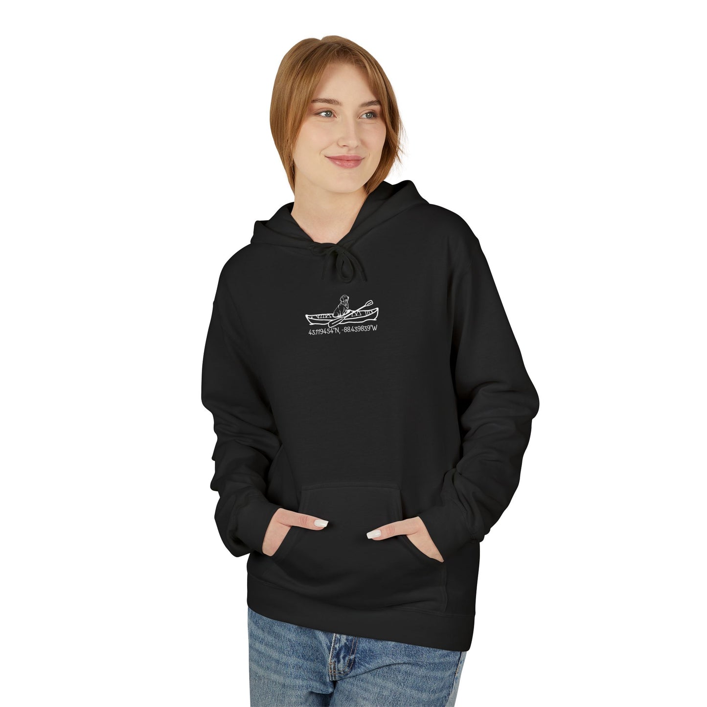 Bite or Beer Fishing, Golden retriever Kayak Dog Midweight Travel Hoodie - Softstyle Gildan