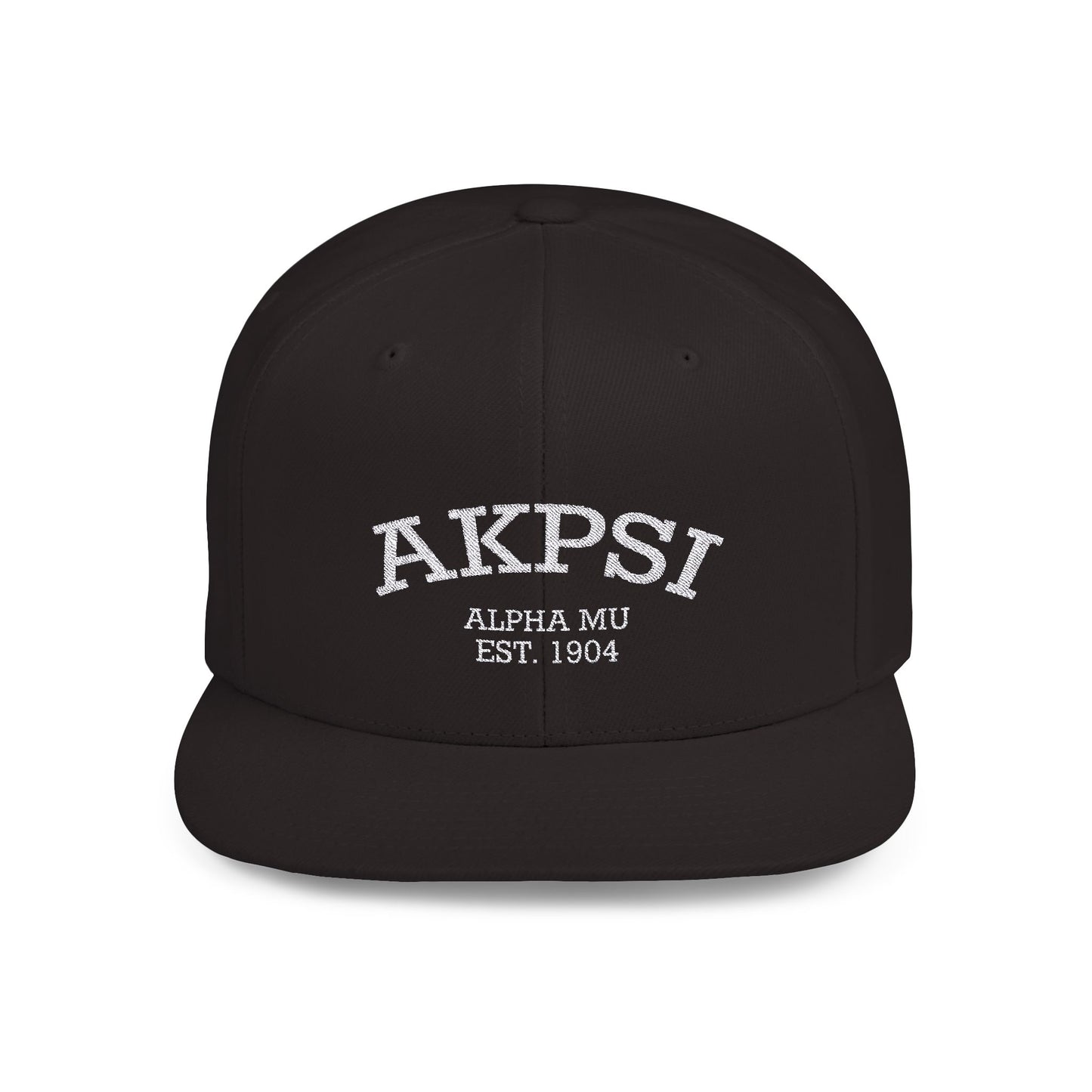 AKPsi Embroidered white text - Flat Bill Snapback