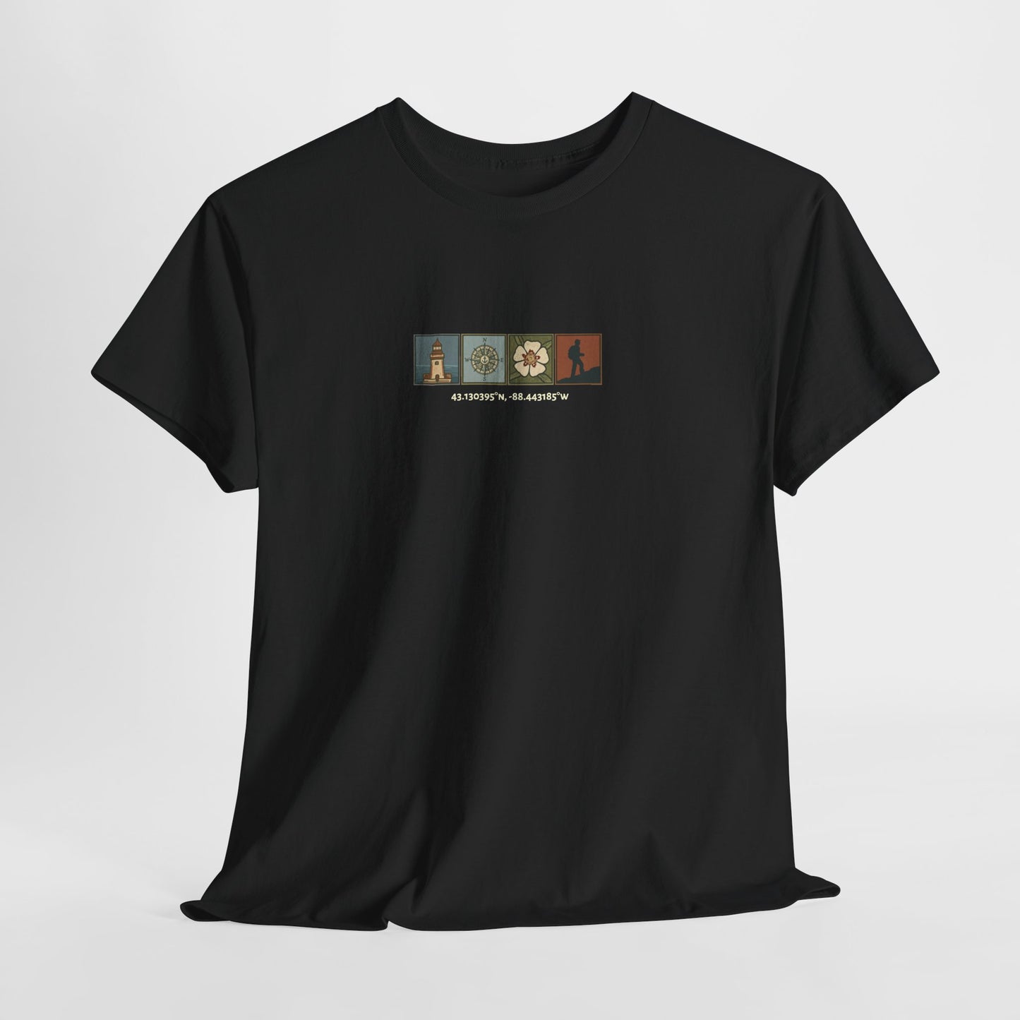 Cabo do Roca with coordinates - 4 panel front - Unisex Heavy Cotton Tee