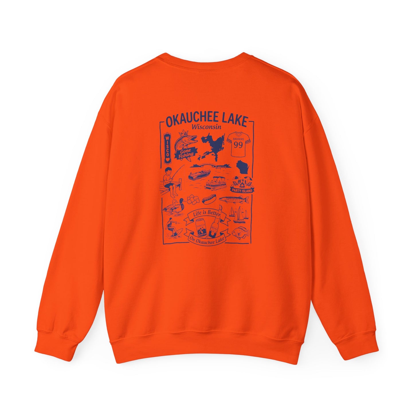 Okauchee Lake "Icons Style" - Gildan Crewneck Sweatshirt