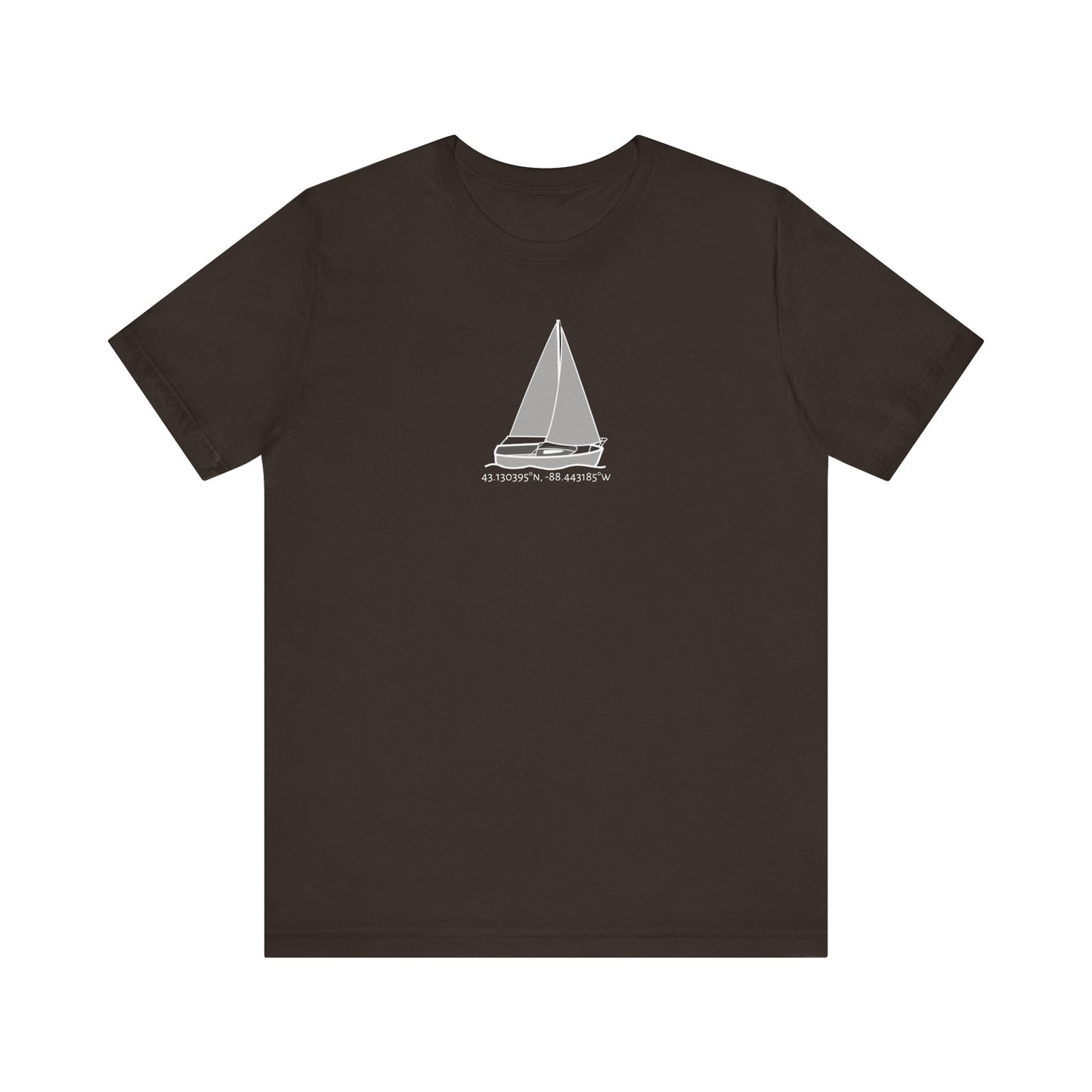 Sailboat Comfort Okauchee Lake Coordinates Unisex Lightweight Short Sleeve Tee