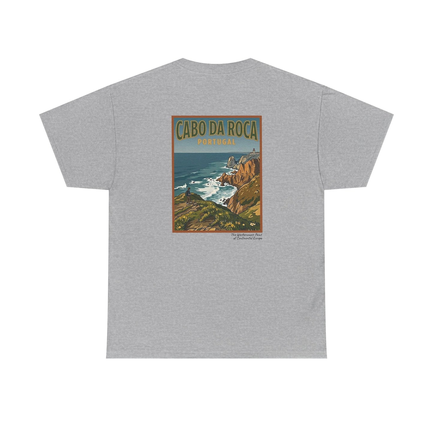 Cabo do Roca with coordinates - 4 panel front - Unisex Heavy Cotton Tee