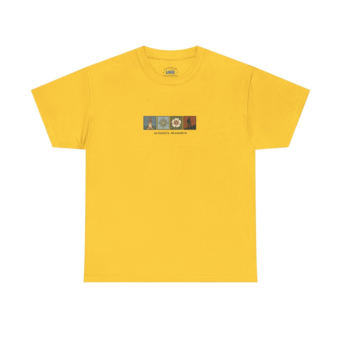 Cabo do Roca with coordinates - 4 panel front - Unisex Heavy Cotton Tee