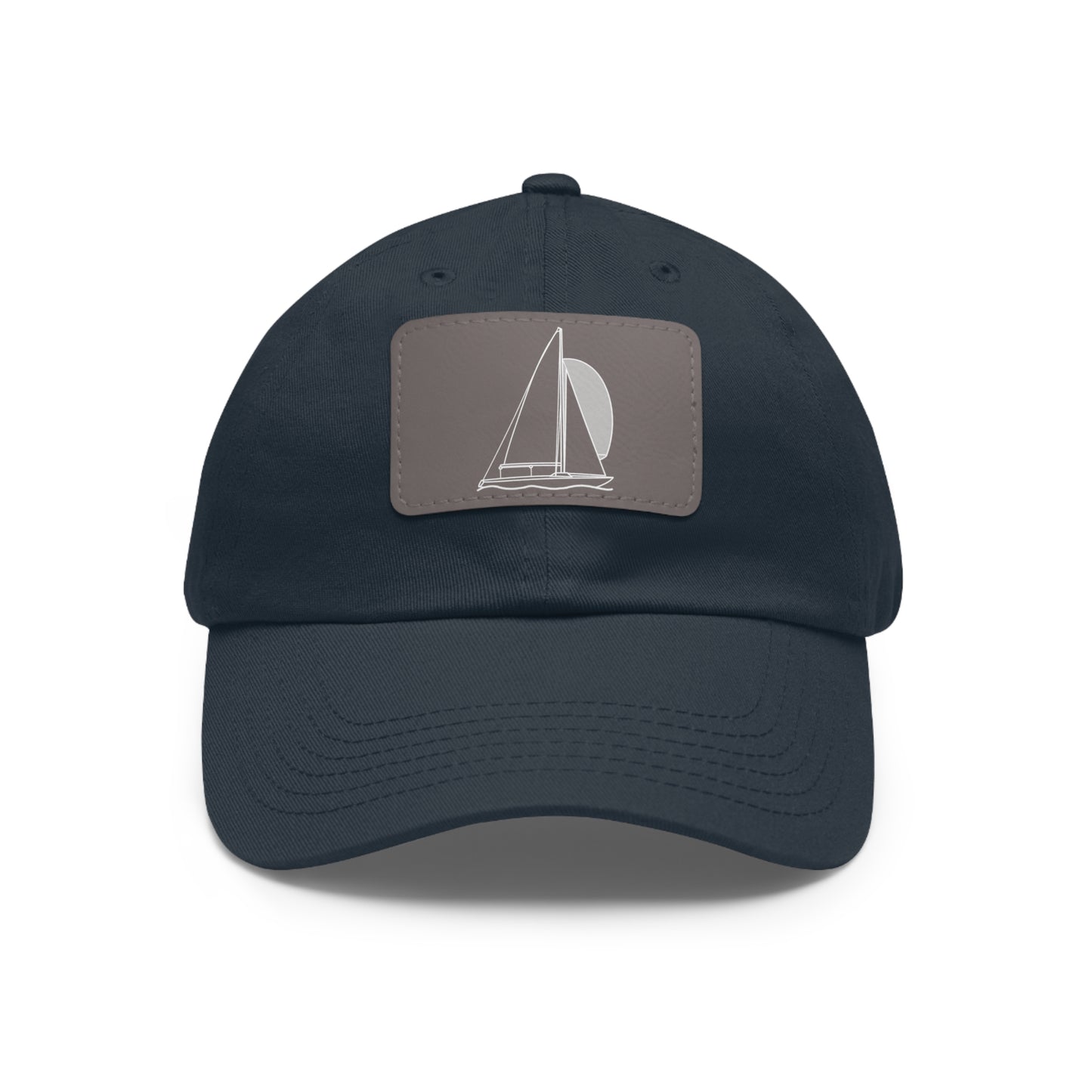 Sailboats Yngling Style Single Mast - Hat with Leather Patch (rectangle)