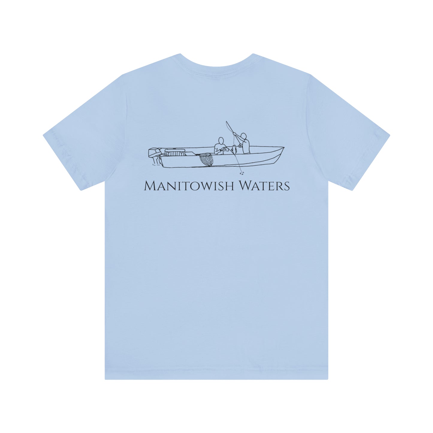 Boys Fishing off Boat - Manitowish Waters Unisex Lightweight Short Sleeve Tee