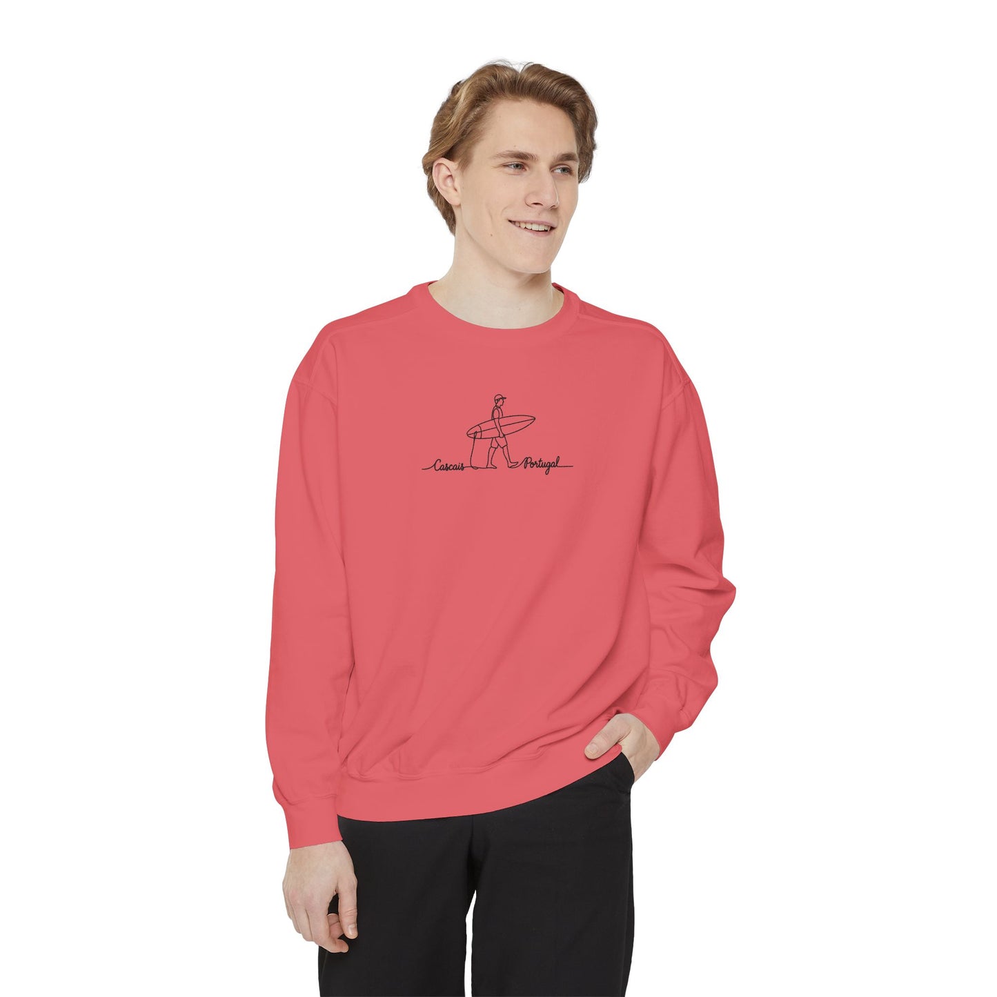 Surfing One Line Design Crewneck Sweatshirt - Comfort Colors
