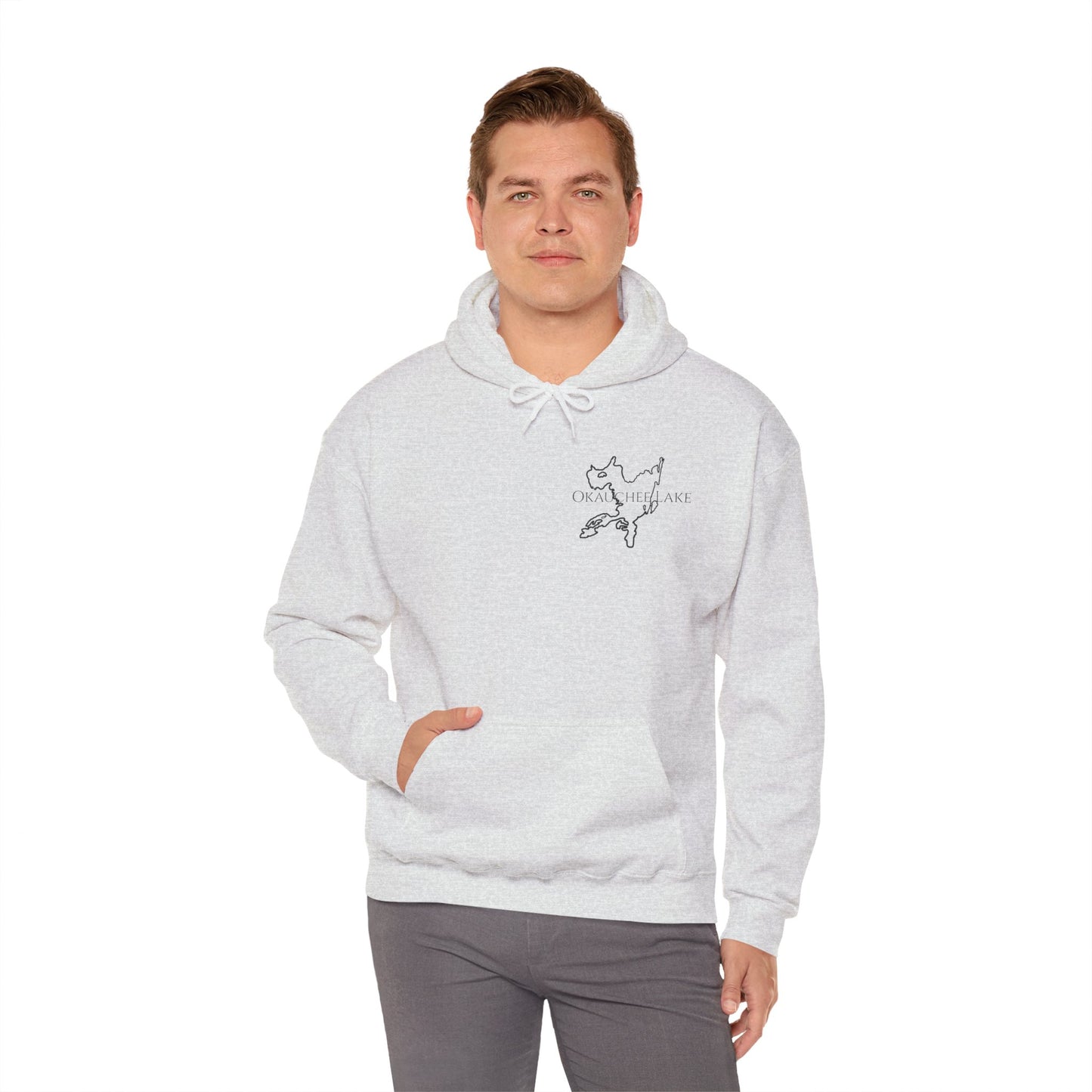 Trolling Motor Fishing, Bite or Beer - Okauchee Lake Unisex Heavy Blend Hooded Sweatshirt